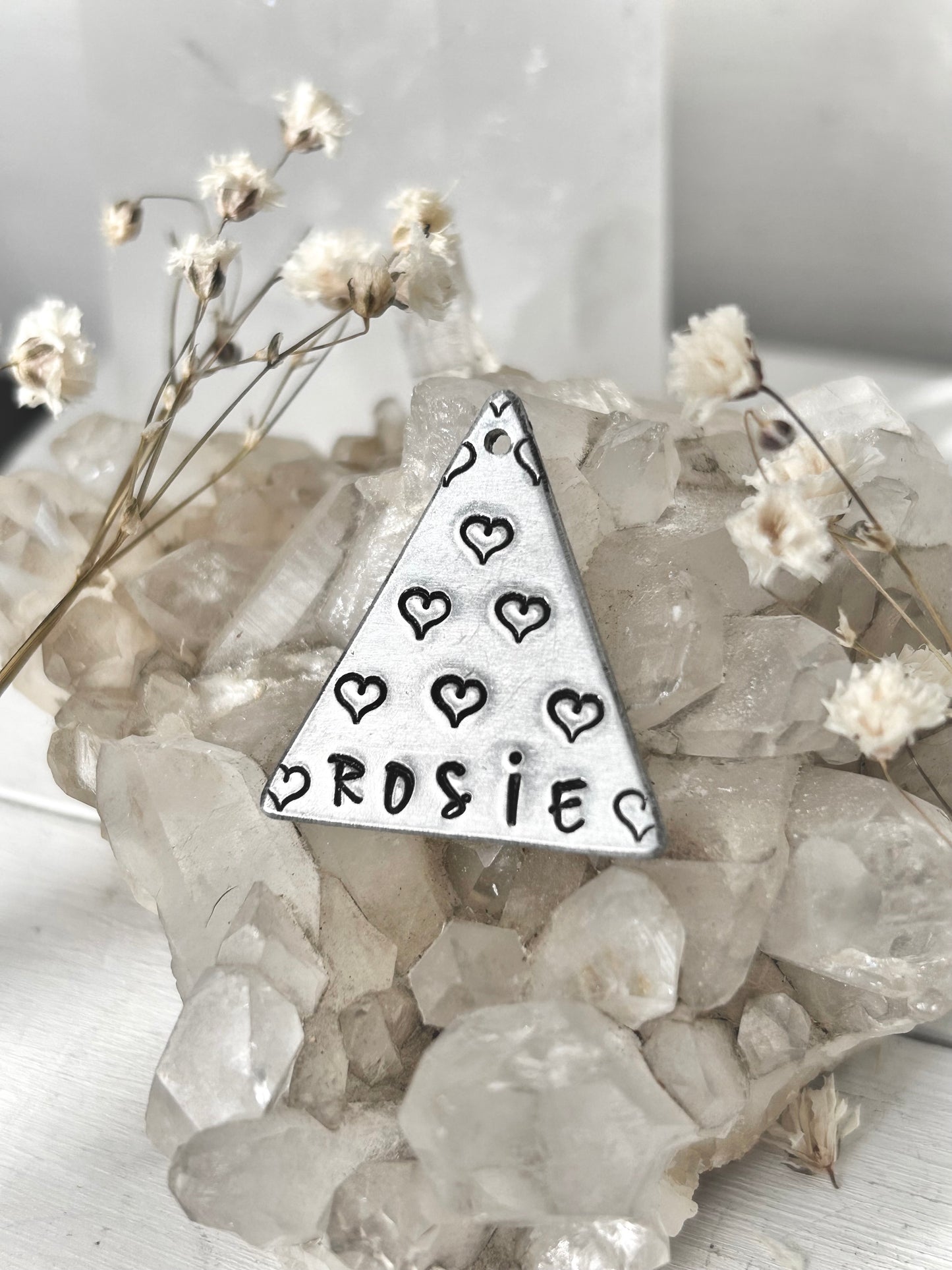 CLEARANCE “Rosie” Triangle Hearts Tag