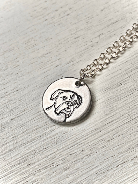 Pet Portrait Necklace- Boxer